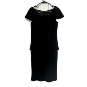 Ricki Freeman Teri John Black peplum dress with flutter sleeves size 8